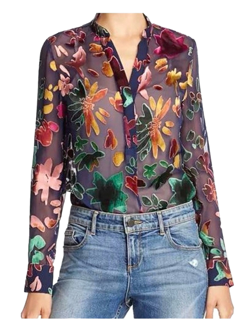Alice + Olivia floral silk blend blouse